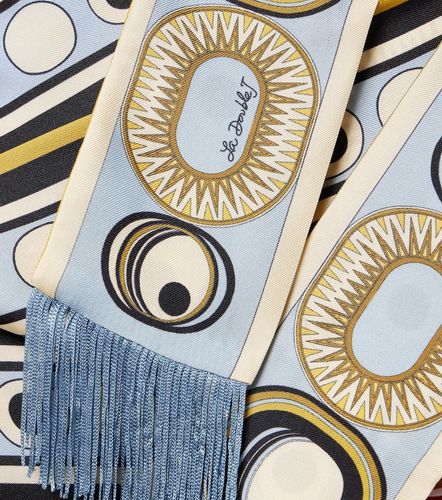 Fringed printed silk twill scarf - La DoubleJ - Modalova