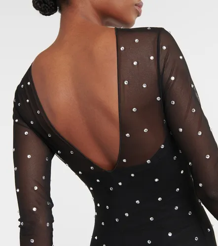 Gem embellished mesh jumpsuit - Oseree - Modalova