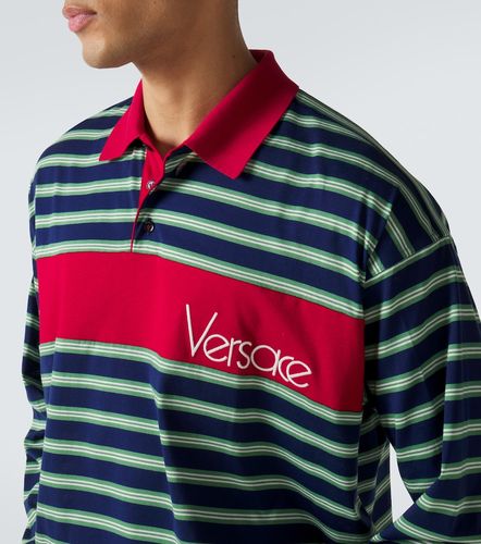 Polo de jersey de algodón a rayas - Versace - Modalova