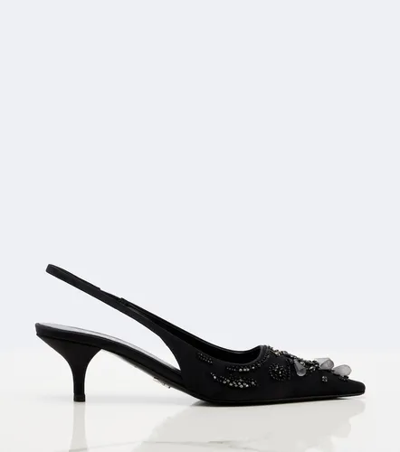 Verzierte Slingback-Pumps aus Satin - Prada - Modalova