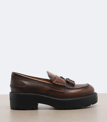Mocasines con plataforma de piel - Miu Miu - Modalova