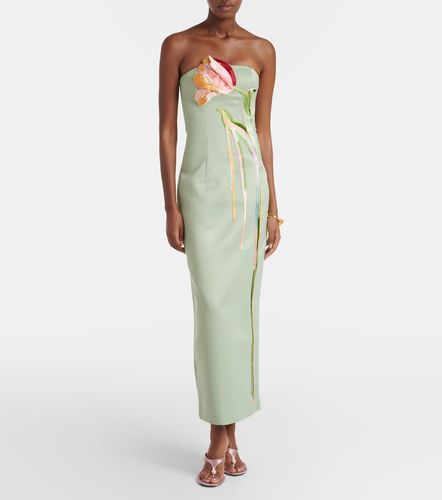 Vestido bustier Marilyn de satén con aplique floral - Leo Lin - Modalova