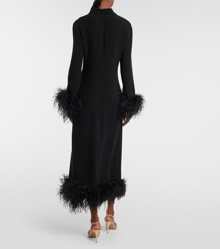 Abito midi in seta con piume - Valentino - Modalova