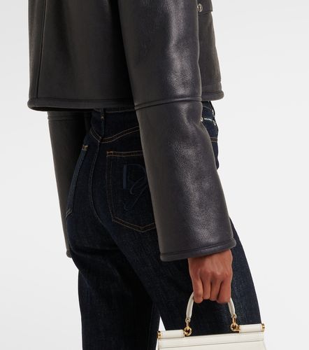 Shearling-trimmed cropped leather jacket - Dolce&Gabbana - Modalova