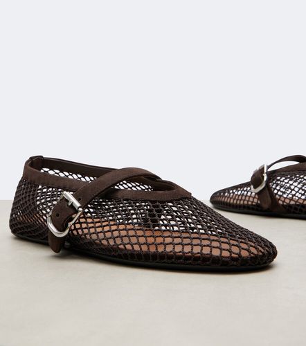 Suede-trimmed mesh ballet flats - Alaia - Modalova