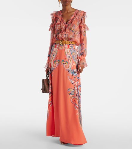 Blusa in seta con stampa e volant - Etro - Modalova