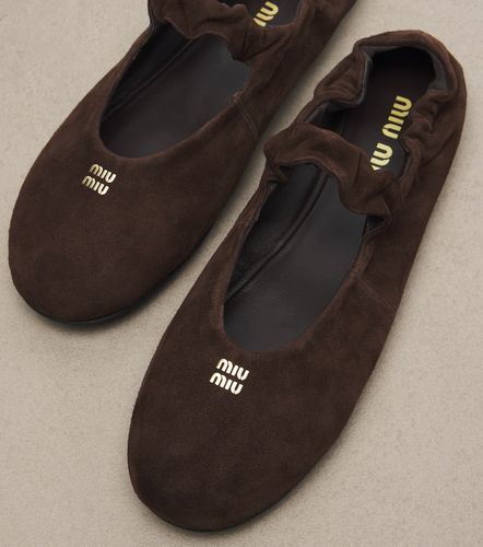 Ruches suede Mary Jane flats - Miu Miu - Modalova
