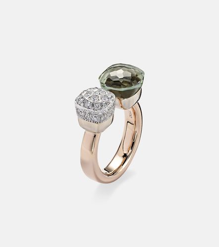 Nudo 18kt rose and white ring with diamonds and prasiolite - Pomellato - Modalova
