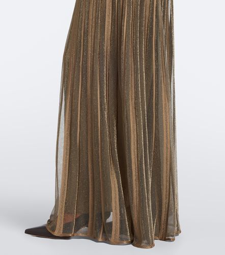 Abito lungo Dabney in misto seta lamé plissé - Ralph Lauren Collection - Modalova