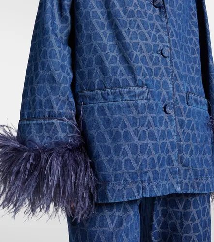 Camisa de denim con plumas - Valentino Garavani - Modalova