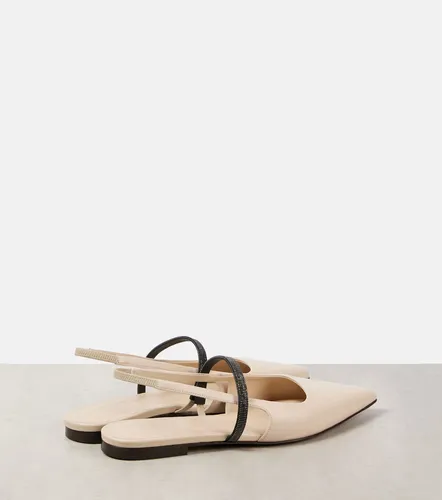 Pointy leather slingback pumps - Brunello Cucinelli - Modalova