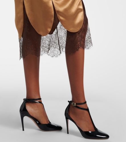 Abito midi in satin con pizzo - Ferragamo - Modalova