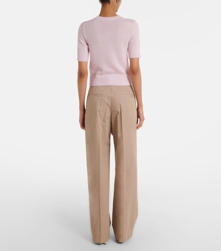 Pleated cotton twill wide-leg pants - Jil Sander - Modalova