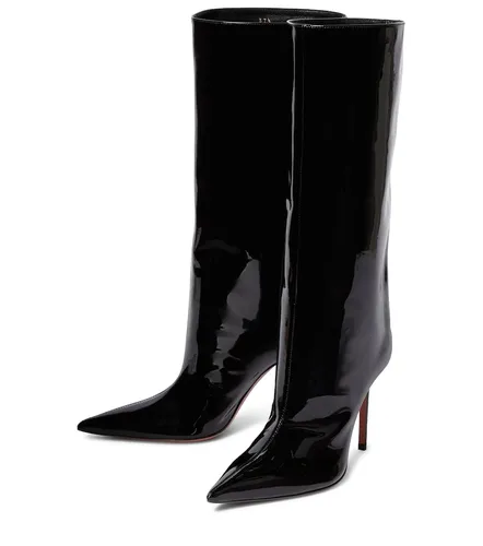 Fiona patent leather knee-high boots - Amina Muaddi - Modalova