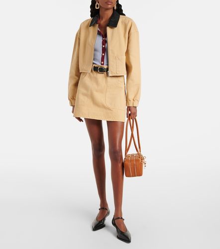 Leather-trimmed denim jacket - Self-Portrait - Modalova