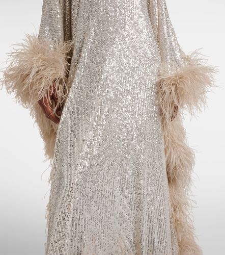 Poncho Casta Diva Disco con paillettes e piume - Taller Marmo - Modalova