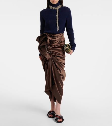 Draped silk-blend satin midi skirt - Dries Van Noten - Modalova