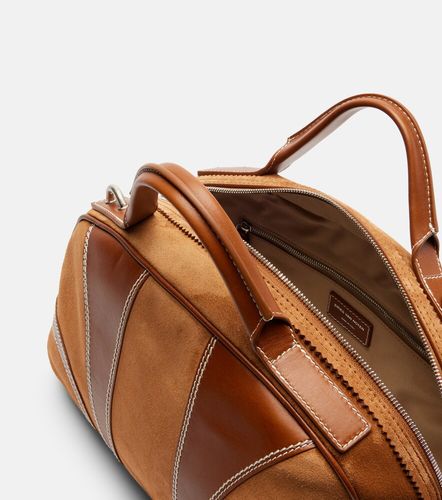 Leather-trimmed suede top-handle bag - Dries Van Noten - Modalova