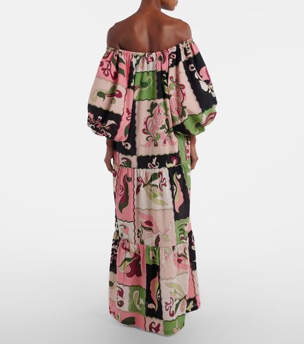 Vestido largo de algodón estampado - Adriana Degreas - Modalova