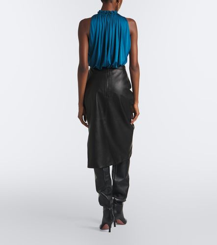 Balmain Draped leather midi skirt - Balmain - Modalova