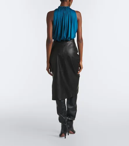 Balmain Falda midi de piel drapeada - Balmain - Modalova