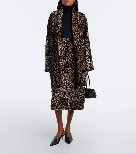Alana leopard-print shearling pencil skirt - Nour Hammour - Modalova