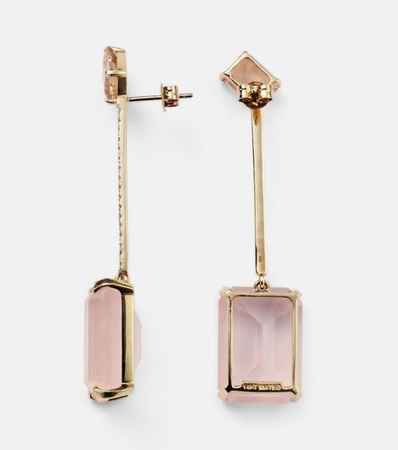 Orecchini in 14kt con morganite, quarzo e diamanti - Mateo - Modalova