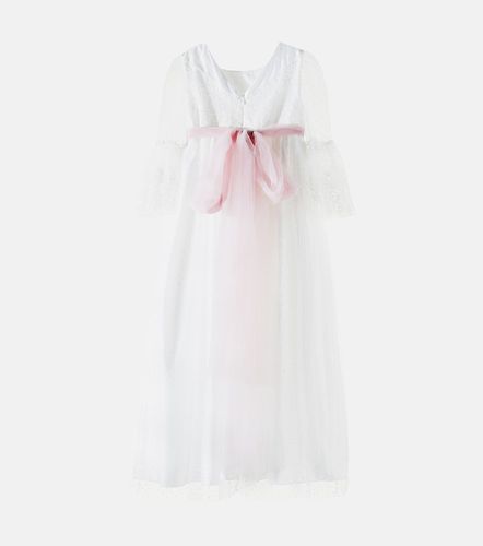 Vestido de encaje y tul con lazo - Monnalisa - Modalova