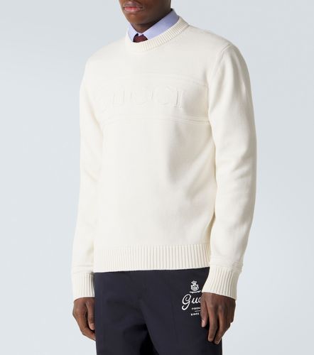 Pullover in cotone e lana con logo - Gucci - Modalova