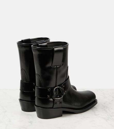 Rockstud leather biker boots - Valentino Garavani - Modalova
