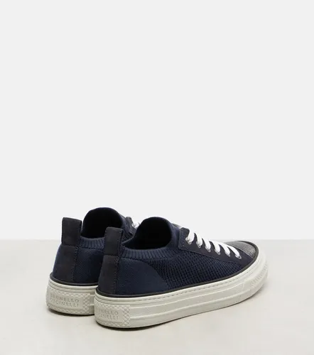Monili suede-trimmed sneakers - Brunello Cucinelli - Modalova