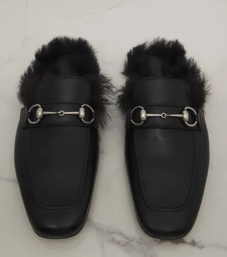 Casanova shearling-lined leather mules - Gucci - Modalova