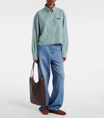 Camicia cropped in cotone a quadri - Miu Miu - Modalova