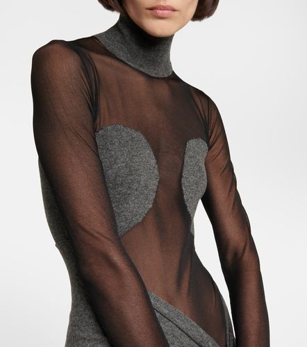 Mesh and wool draped minidress - Alaia - Modalova