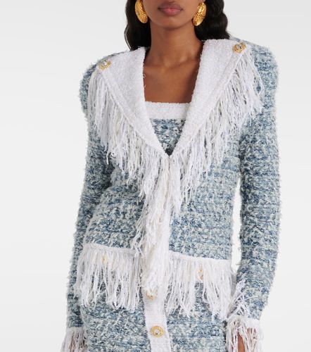 Giacca di jeans e tweed con frange - Balmain - Modalova
