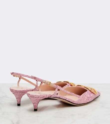 VLogo cloque jacquard slingback pumps - Valentino Garavani - Modalova