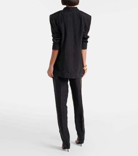 Pantaloni regular in seta con pince - Saint Laurent - Modalova