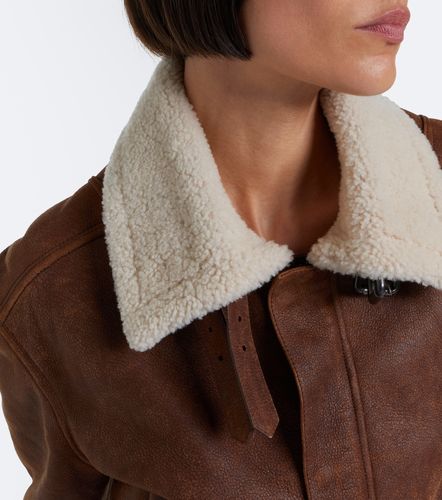 Shearling-trimmed leather blouson jacket - Gucci - Modalova