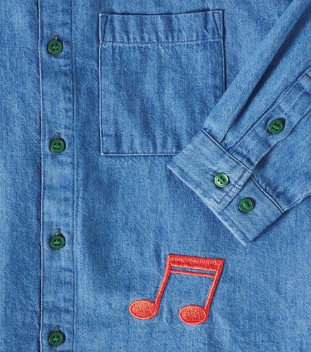 Camisa Note en denim bordada - Mini Rodini - Modalova