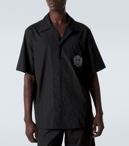 Camicia bowling in popeline di cotone con logo - Dolce&Gabbana - Modalova