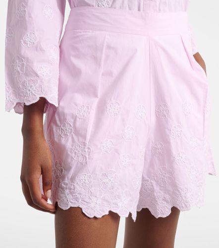 Shorts in popeline di cotone con ricamo - Juliet Dunn - Modalova