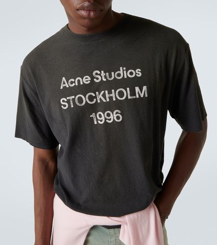 Camiseta en mezcla de algodón con logo - Acne Studios - Modalova