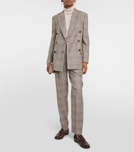 Checked wool and cotton-blend pants - Brunello Cucinelli - Modalova