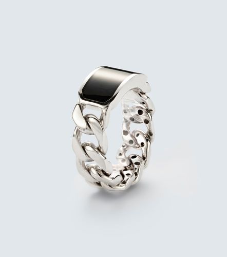 Anillo ID Link de oro blanco de 18 ct con ónix - Shay Jewelry - Modalova