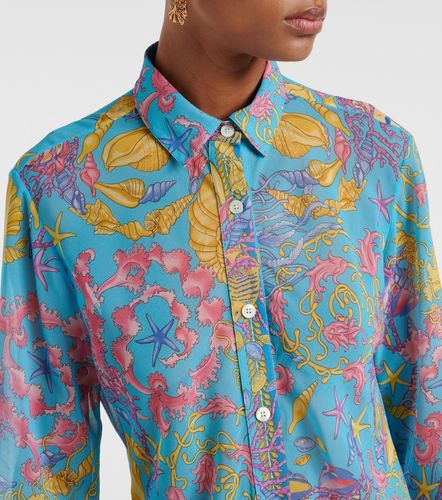 Abito chemisier semi-trasparente con stampa - Versace - Modalova
