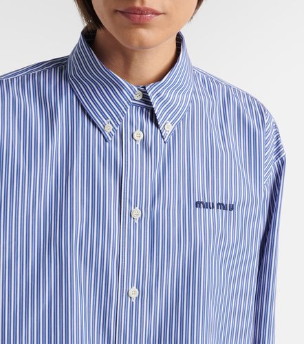 Camicia cropped in cotone a righe - Miu Miu - Modalova
