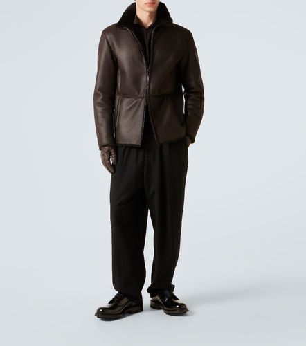 Lederjacke mit Shearlin - Giorgio Armani - Modalova