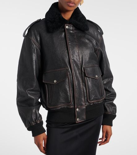 Giacca in pelle con shearling - Saint Laurent - Modalova