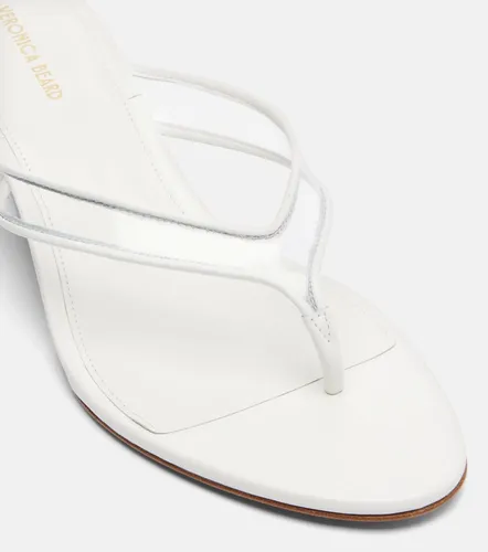 Clea leather-trimmed wedge thong sandals - Veronica Beard - Modalova