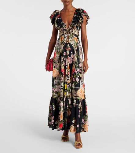 Vestido largo de algodón floral con volantes - Camilla - Modalova